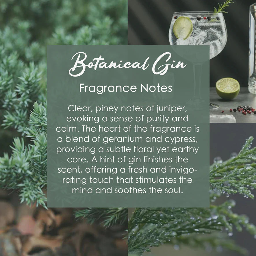 Botanical Gin & Juniper, Premium Coconut-Soy Wax Tea Light Crystal Candle, 1oz