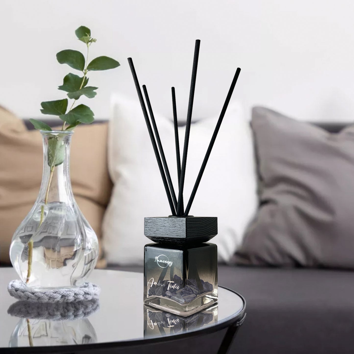 Amber Tides Crystal-Enhanced Reed Oil Diffuser, 100ml