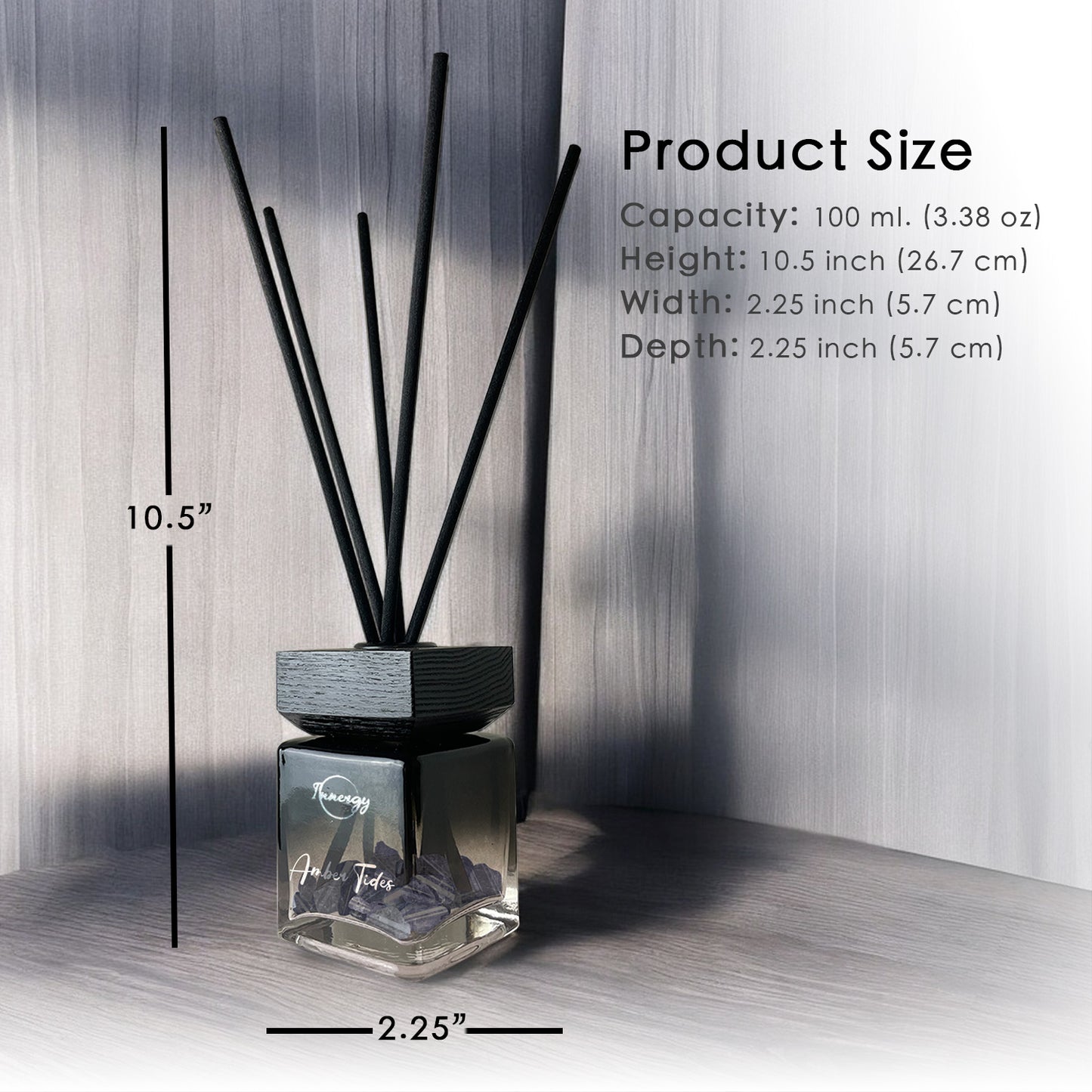 Amber Tides Crystal-Enhanced Reed Oil Diffuser, 100ml