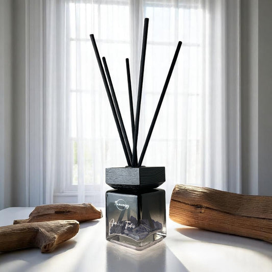 Amber Tides Crystal-Enhanced Reed Oil Diffuser, 100ml