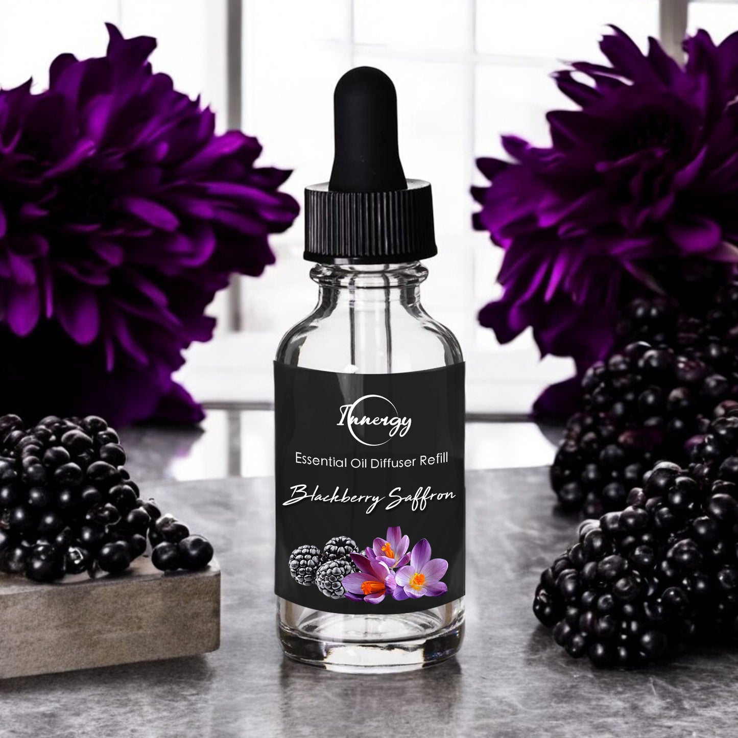 Blackberry Saffron Crystal-Enhanced Oil Diffuser, Car Air Freshener, 8ml