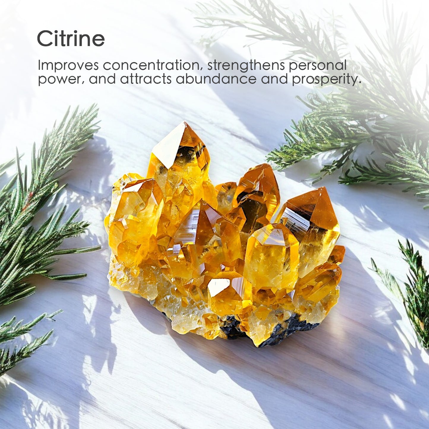 Herbal Tranquility Crystal Candle with Citrine | Coconut-Soy Wax Candle, 9oz