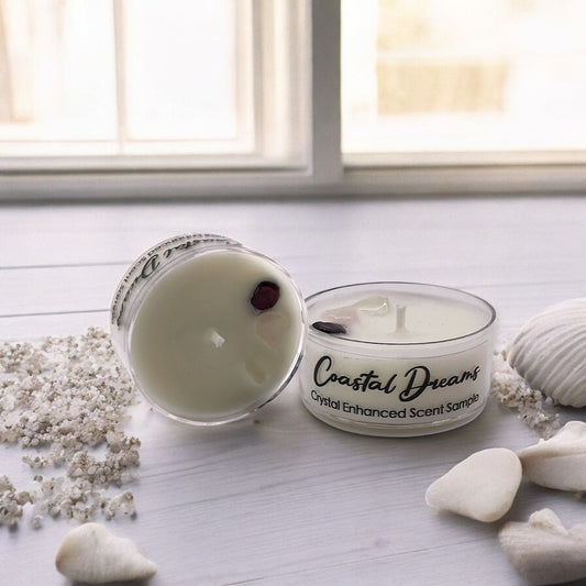 Coastal Dreams, Premium Coconut-Soy Wax Tea Light Crystal Candle, 1oz