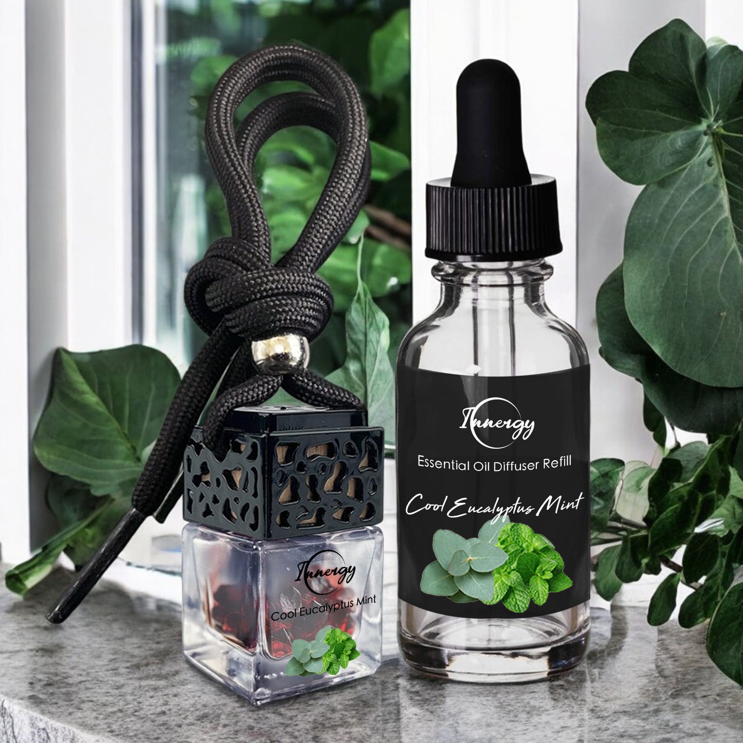 Cool Eucalyptus Mint Crystal-Enhanced Oil Diffuser, Car Air Freshener, 8ml