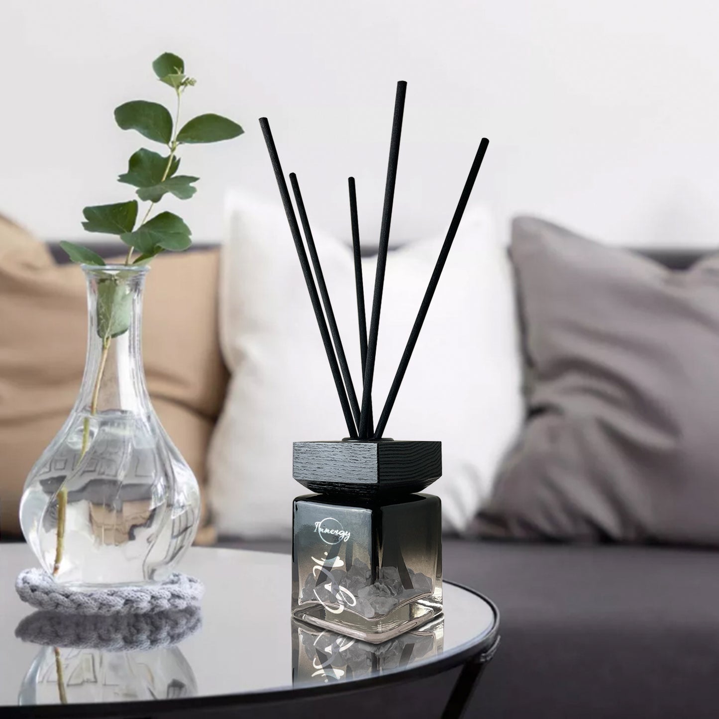 Crown Chakra Crystal-Enhanced Reed Oil Diffuser, Island Zen Scent, 100ml