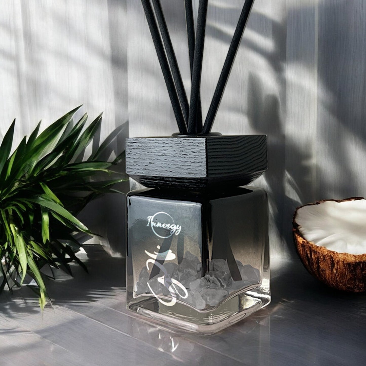 Crown Chakra Crystal-Enhanced Reed Oil Diffuser, Island Zen Scent, 100ml