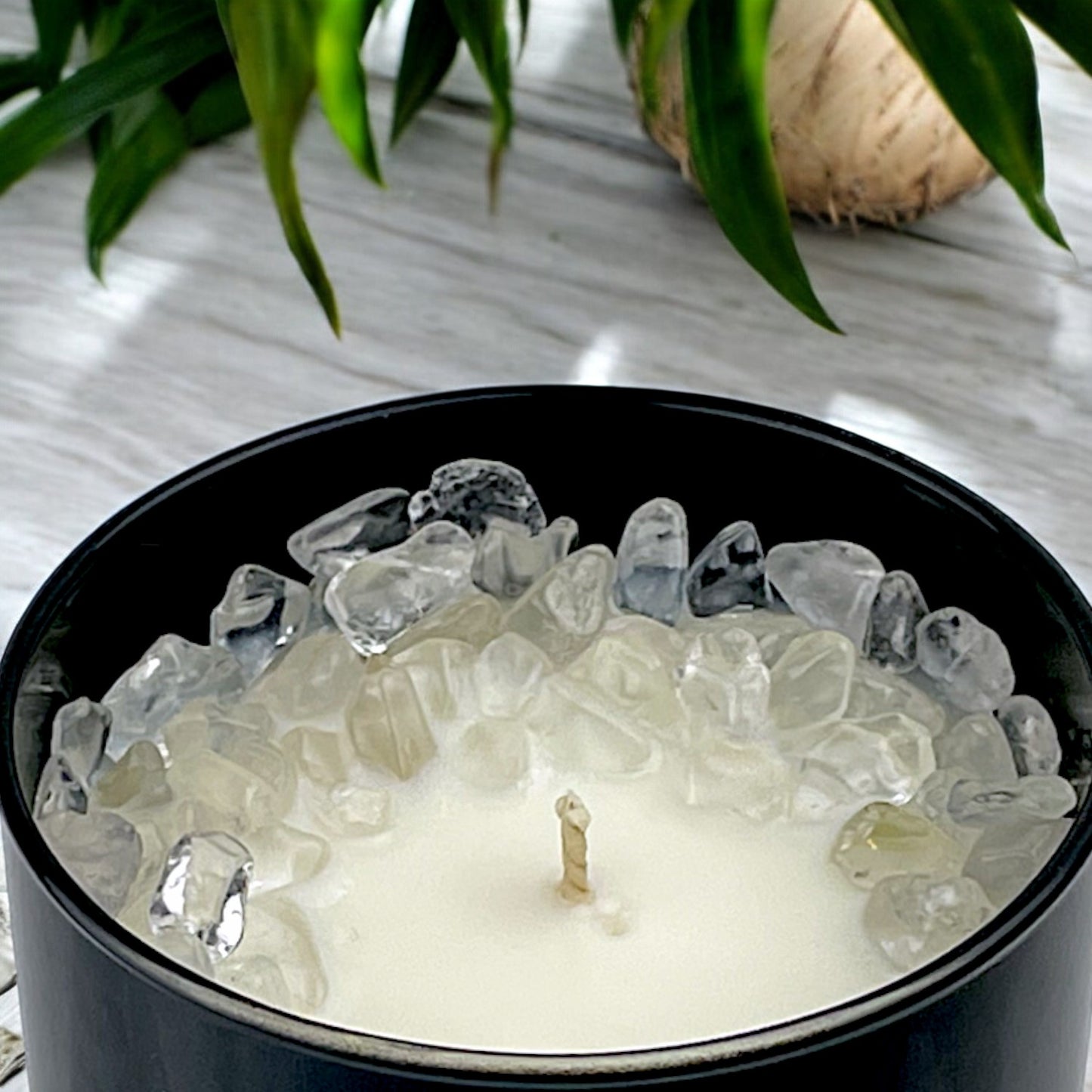 Island Zen Crystal Candle with Crystal Quartz | Coconut-Soy Wax Candle, 9oz