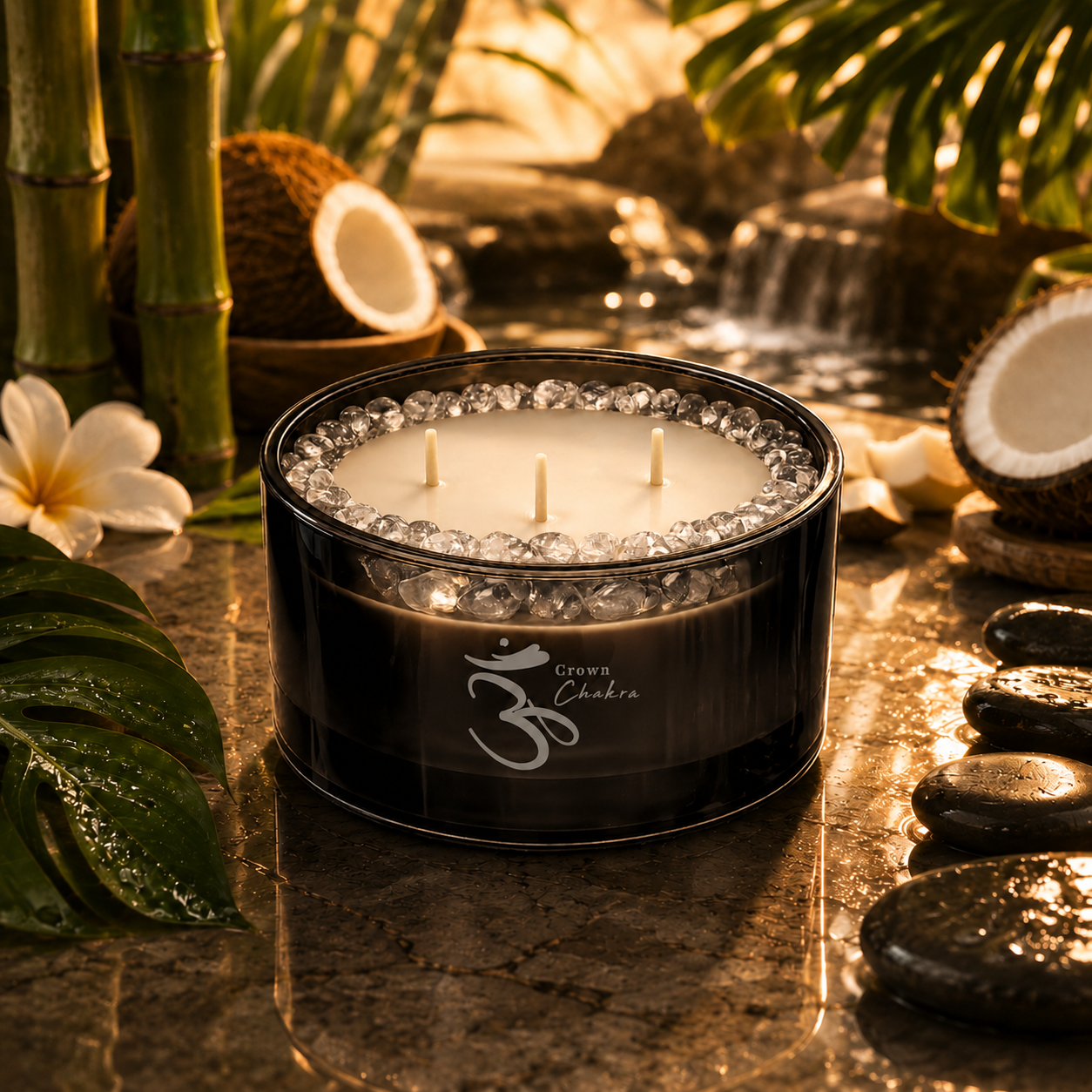 Crown Chakra 3-Wick Crystal Candle, 16 oz