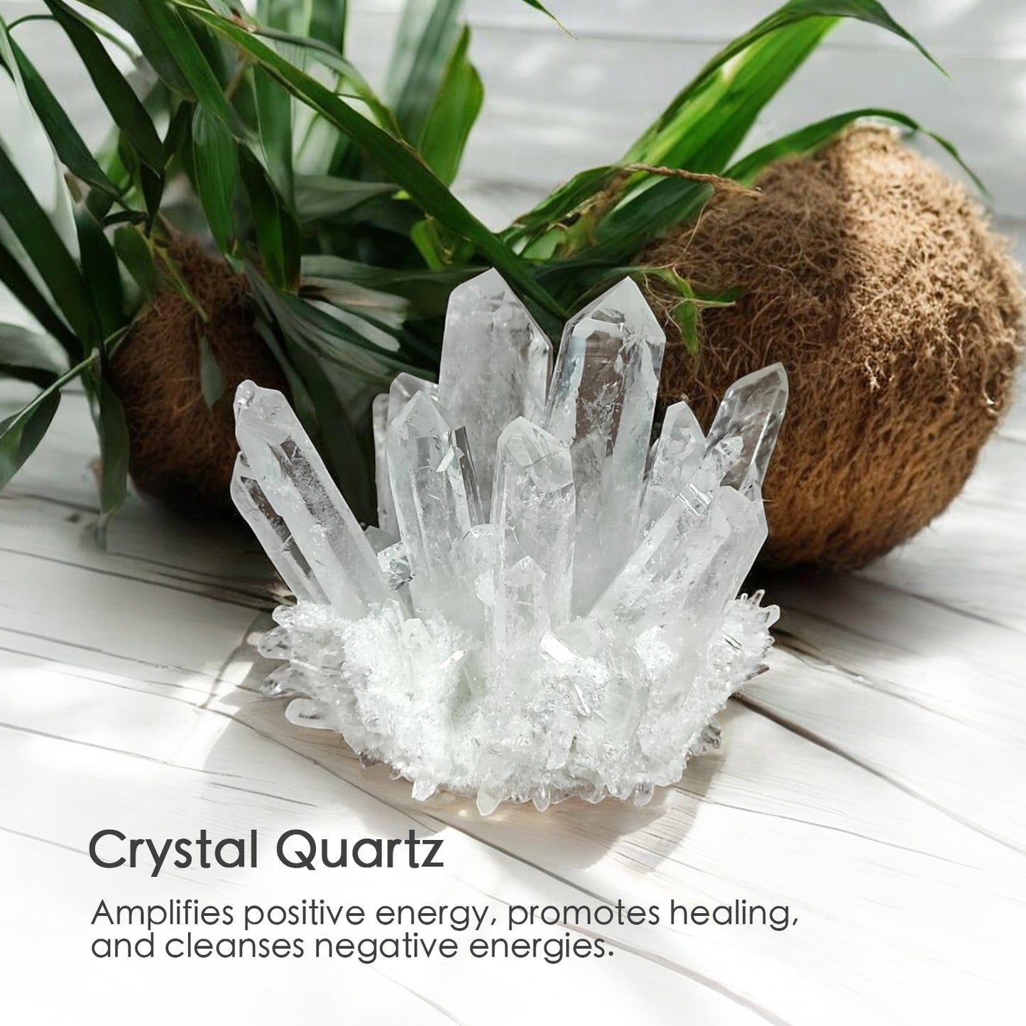 Island Zen Crystal Candle with Crystal Quartz | Coconut-Soy Wax Candle, 9oz