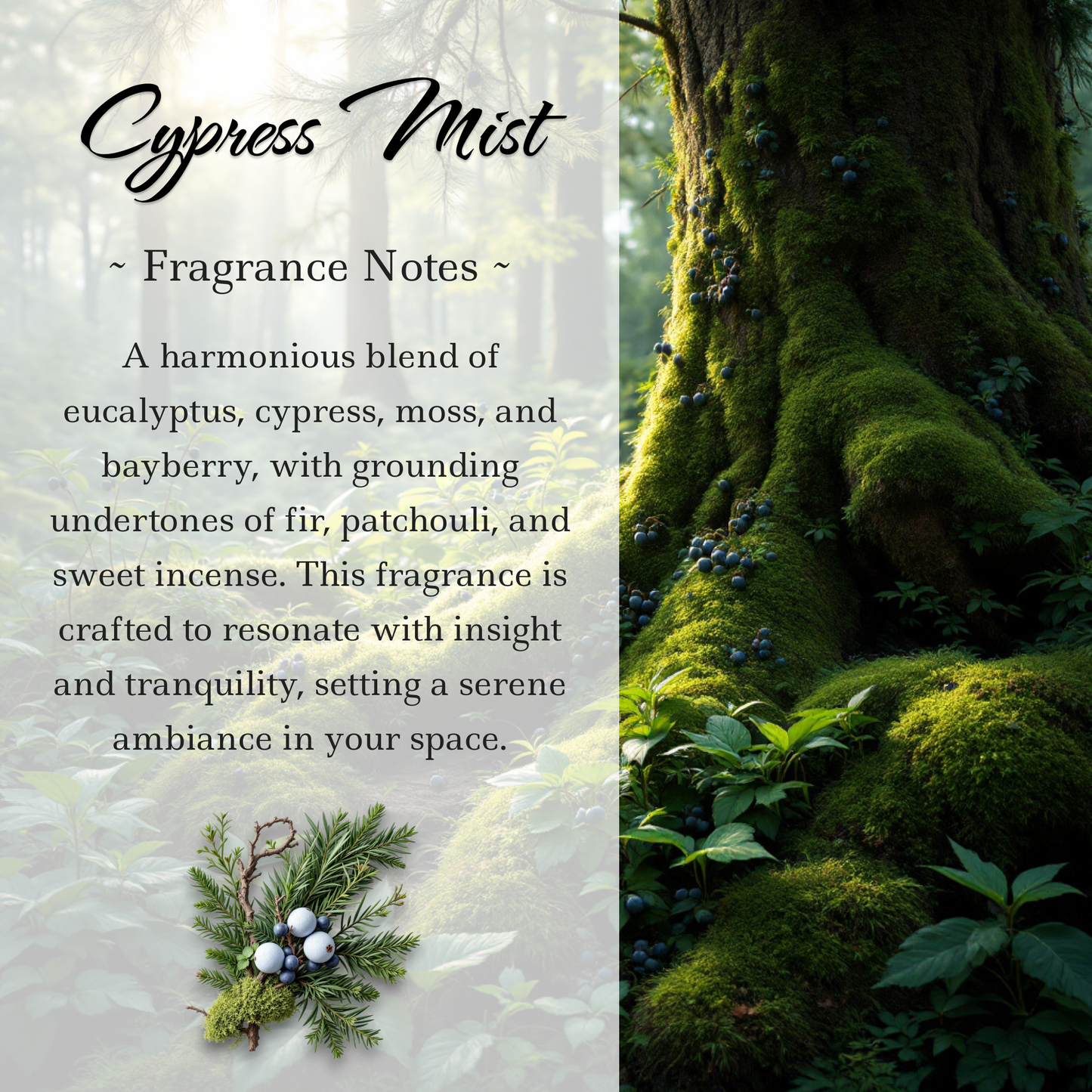 Third-Eye Chakra Crystal-Enhanced Reed Oil Diffuser, Cypress Mist Scent, 100ml