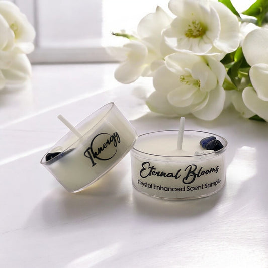 Eternal Blooms, Premium Coconut-Soy Wax Tea Light Crystal Candle, 1oz