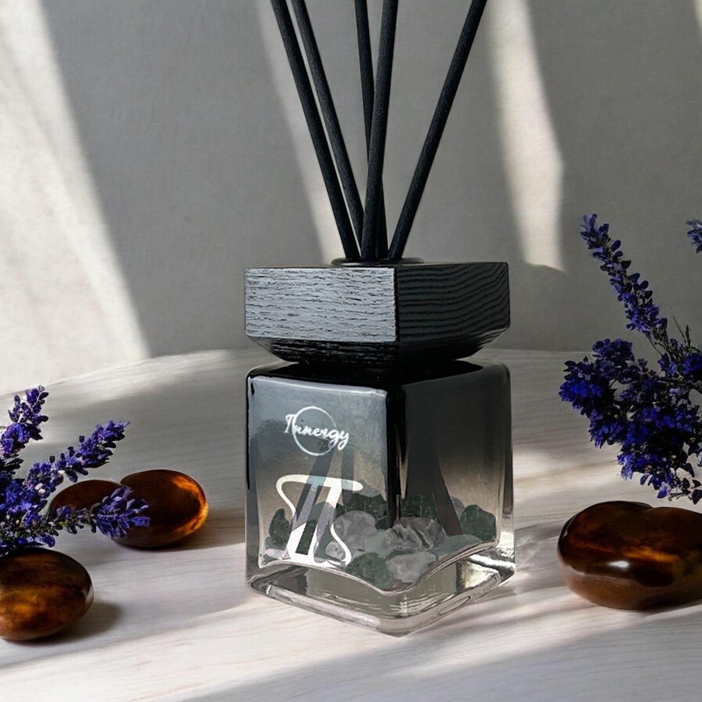 Gemini Zodiac Crystal-Enhanced Reed Oil Diffuser, Midnight Tides Scent, 100ml