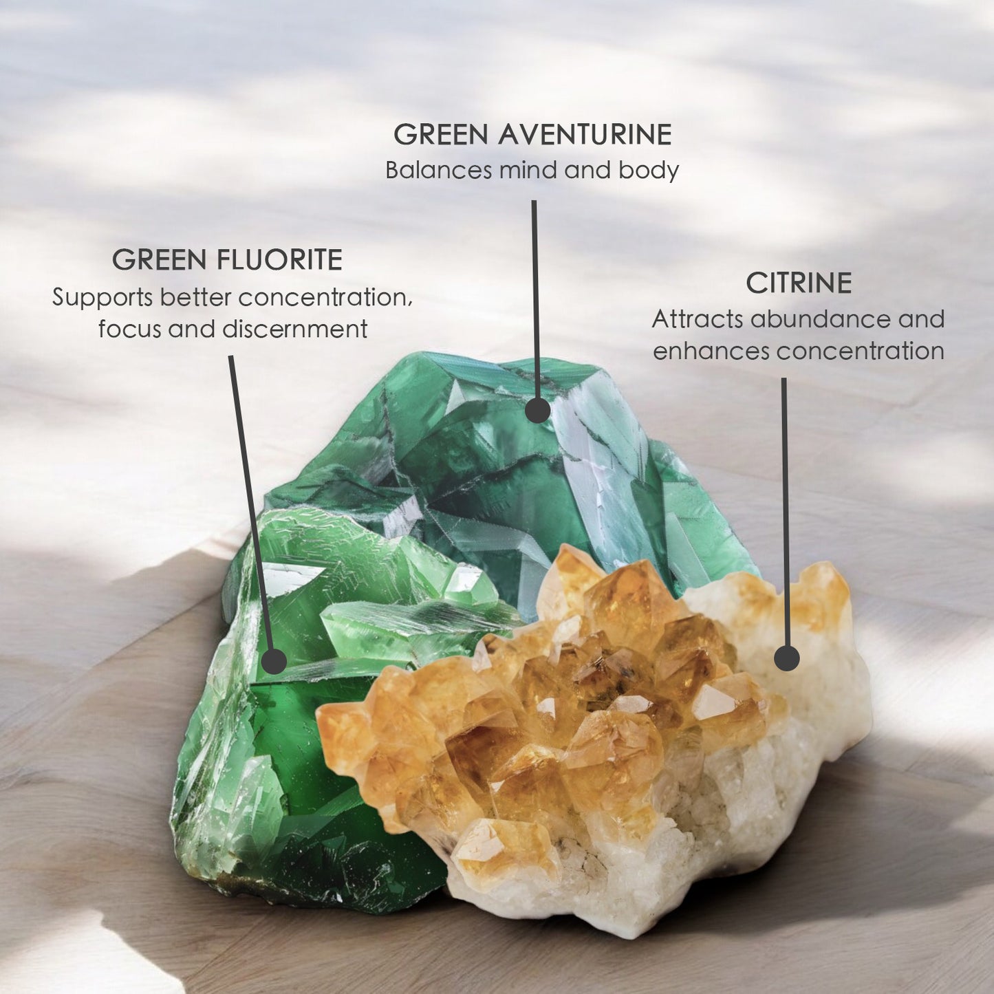 Gemini Zodiac Crystal Candle with Green Fluorite, Citrine, and Green Aventurine | Coconut-Soy Wax Candle, 9oz