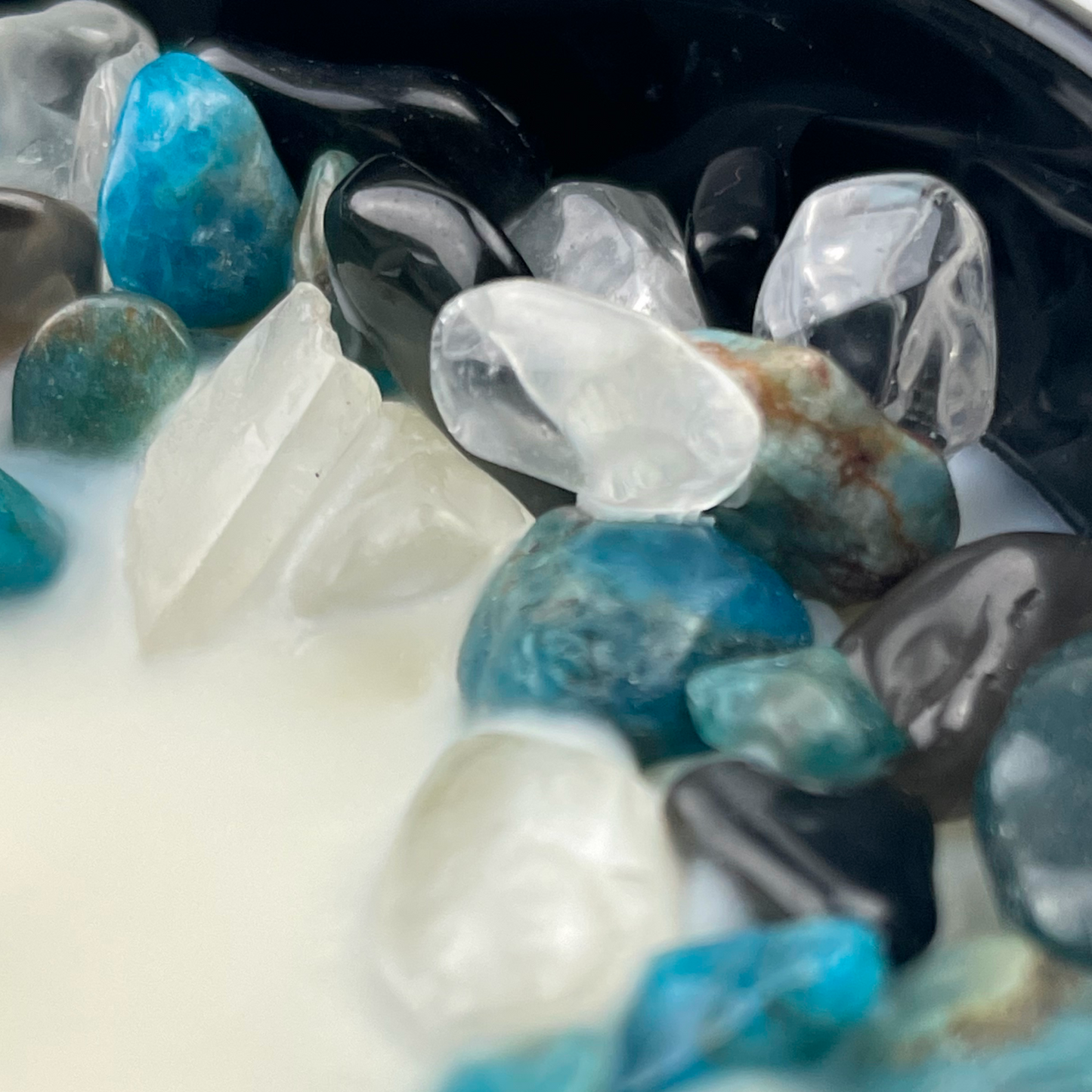 Blackberry Saffron Crystal Candle with Obsidian, Blue Apatite, and Crystal Quartz | Coconut-Soy Wax Candle, 9oz