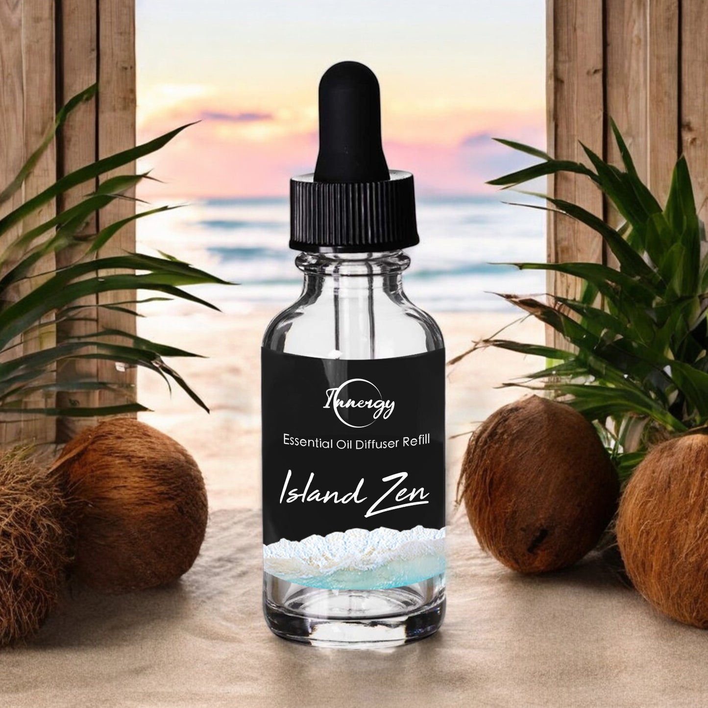 Island Zen Crystal-Enhanced Oil Diffuser, Car Air Freshener, 8ml