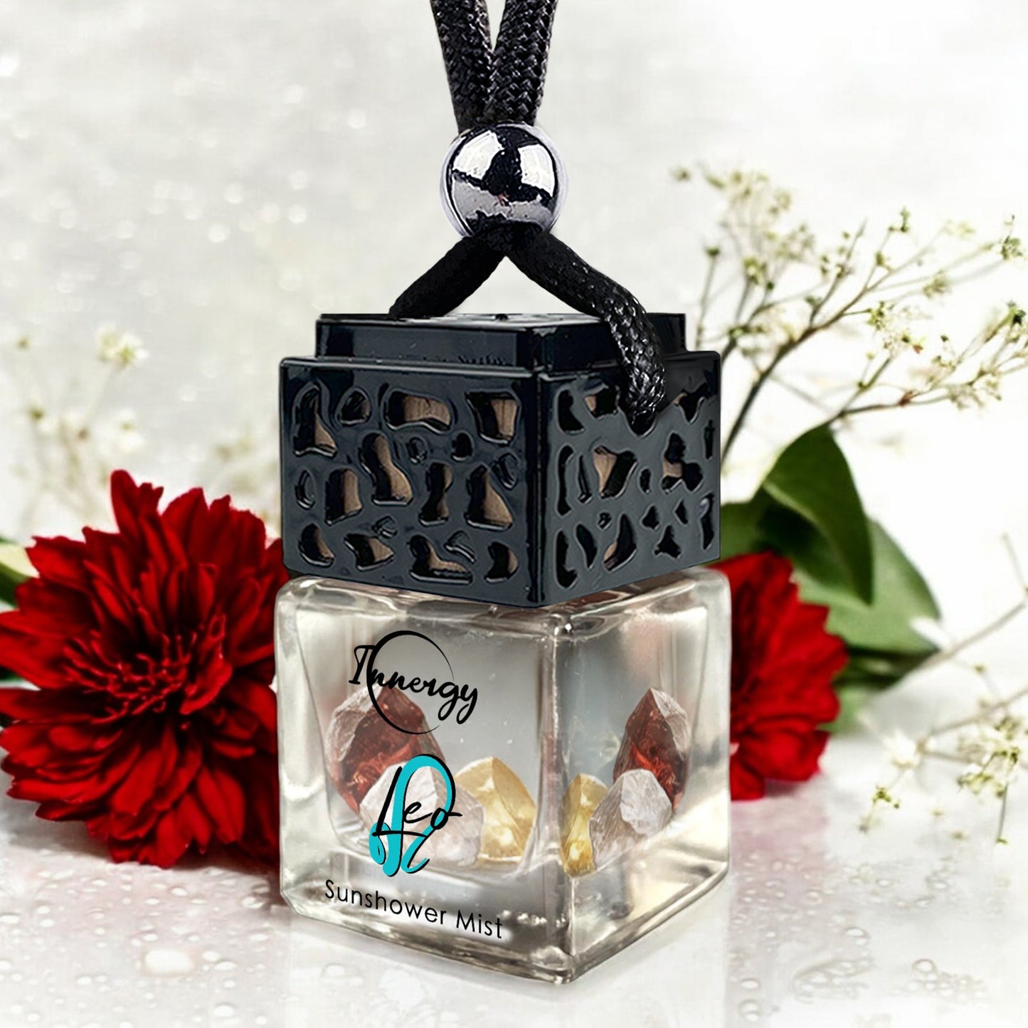 Leo Zodiac Crystal-Enhanced Oil Diffuser, Car Air Freshener in Sunshower Mist Scent, 8ml