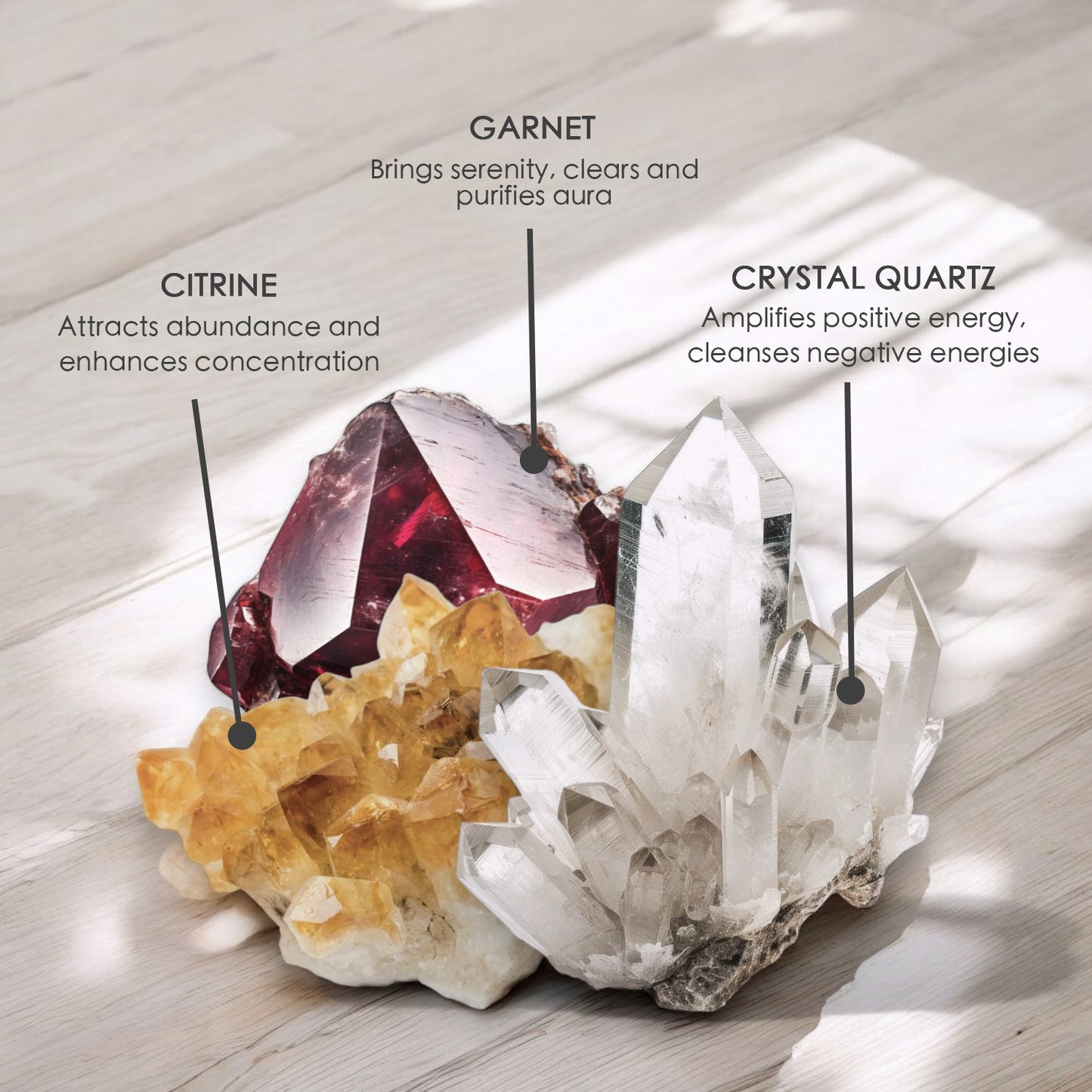 Sunshower Mist Crystal Candle with Garnet, Quartz Crystal, and Citrine | Coconut-Soy Wax Candle, 9oz