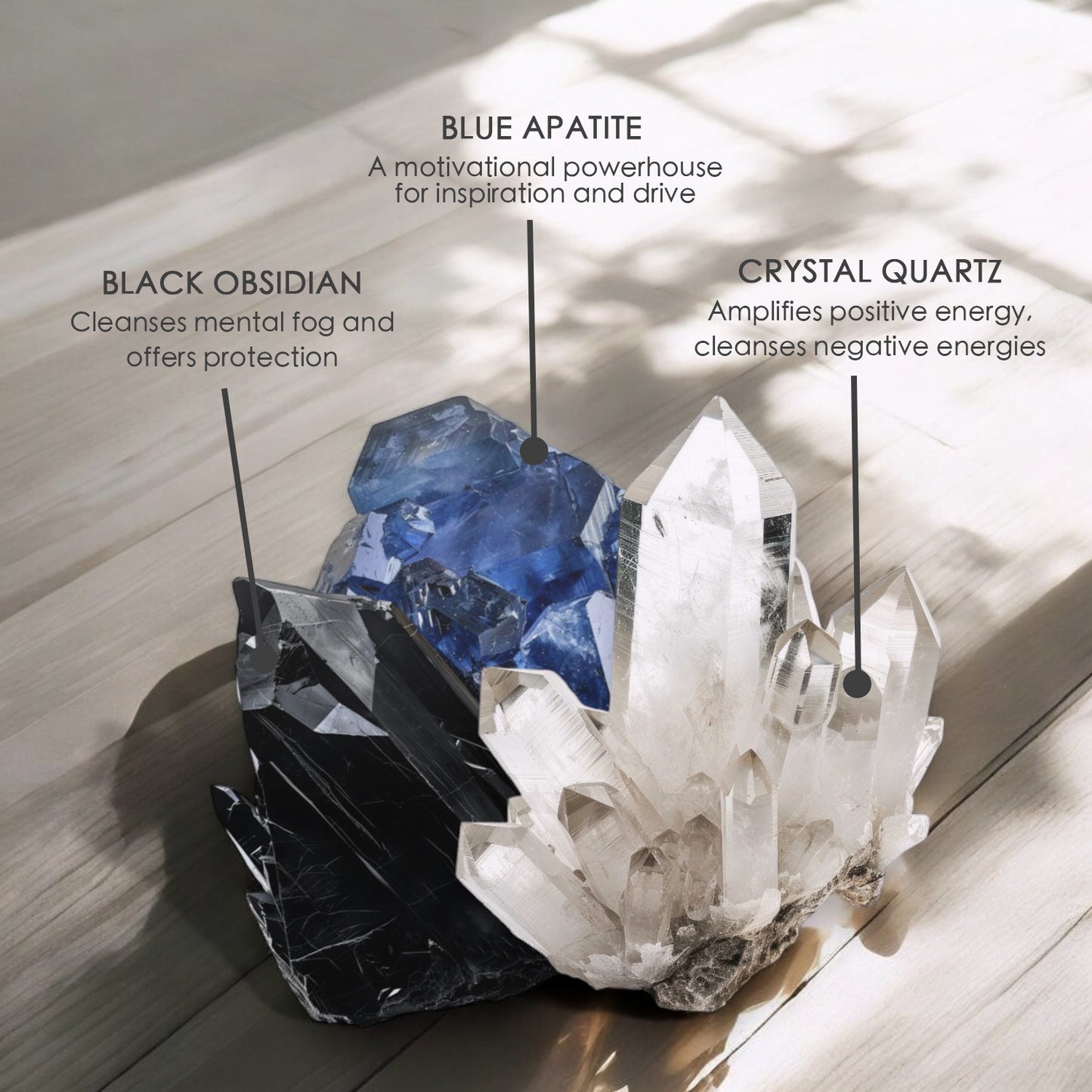 Libra Zodiac Crystal Candle with Obsidian, Blue Apatite, and Crystal Quartz | Coconut-Soy Wax Candle, 9oz