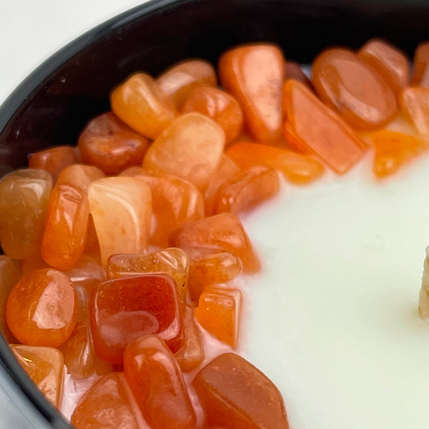 Juniper Zest Crystal Candle with Peach Aventurine | Coconut-Soy Wax Candle, 9oz