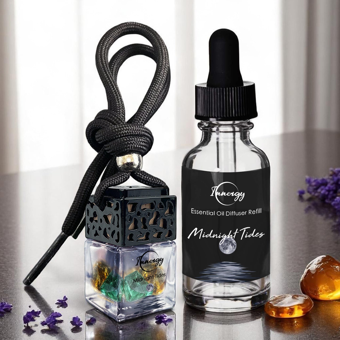 Midnight Tides Crystal-Enhanced Oil Diffuser, Car Air Freshener, 8ml
