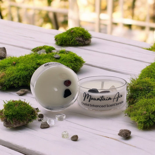 Mountain Air, Premium Coconut-Soy Wax Tea Light Crystal Candle, 1oz