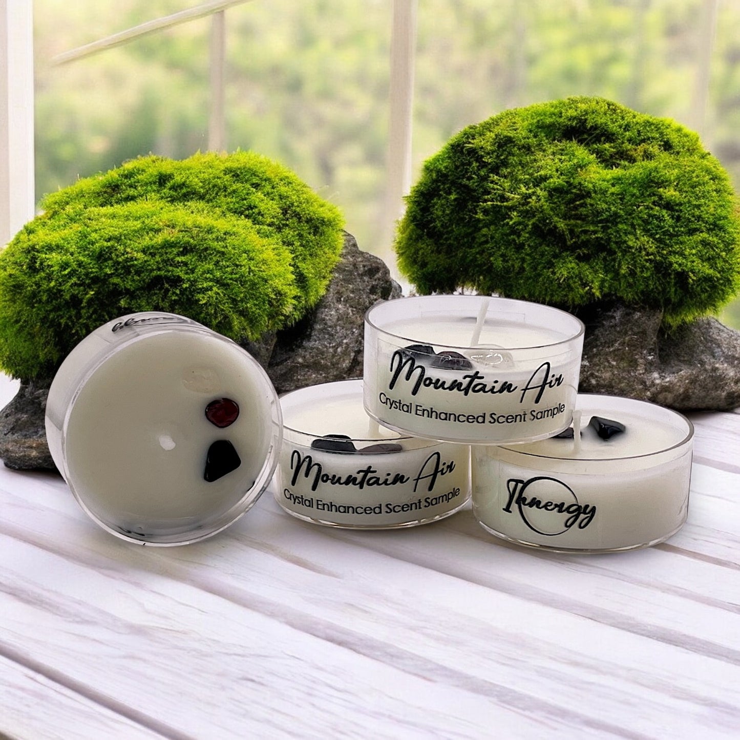 Mountain Air, Premium Coconut-Soy Wax Tea Light Crystal Candle, 1oz