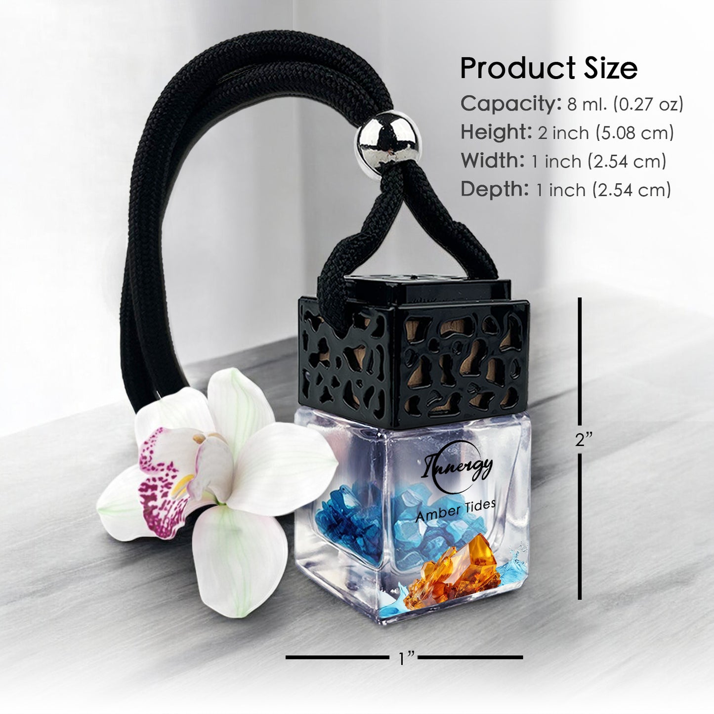 Amber Tides Crystal-Enhanced Oil Diffuser, Car Air Freshener, 8ml