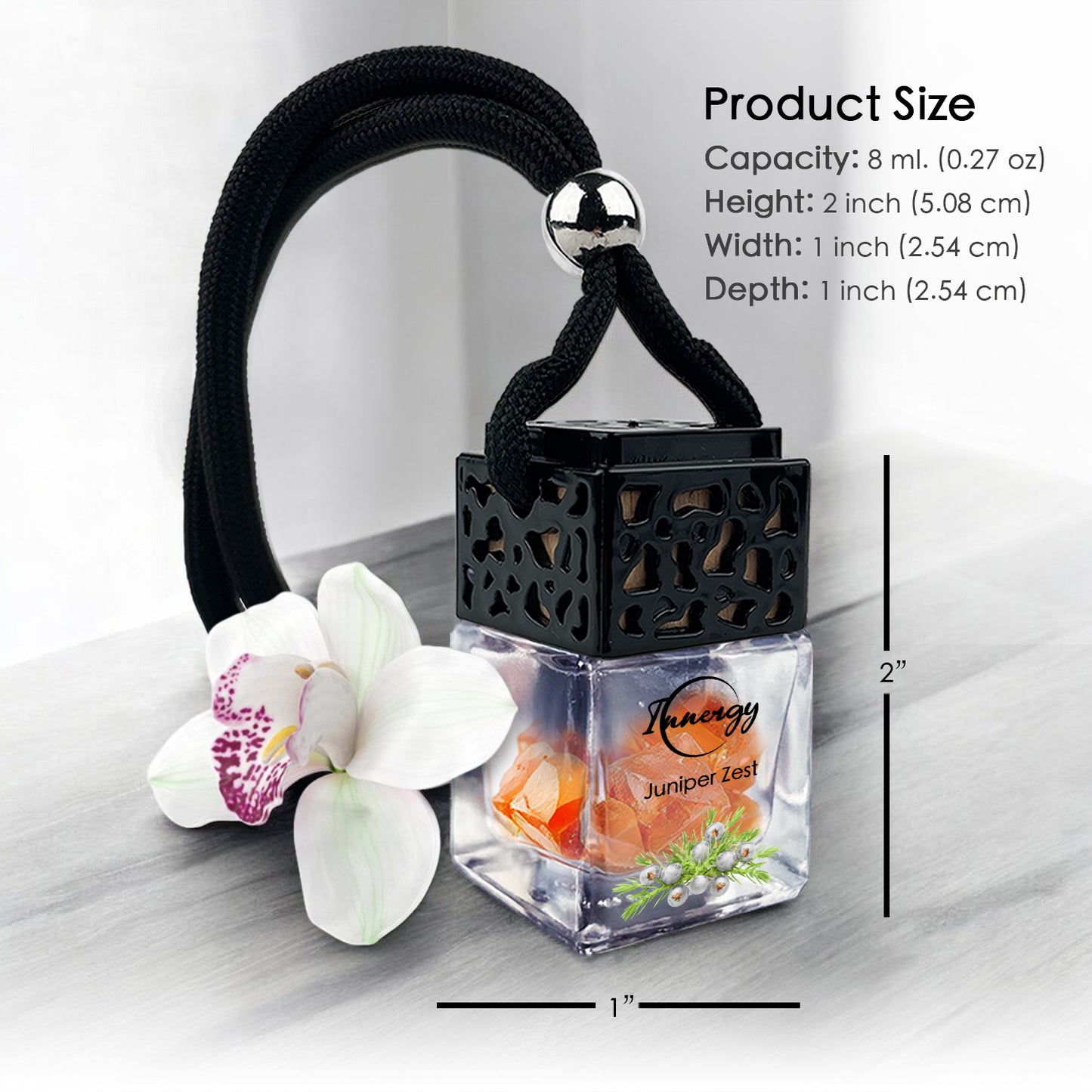 Juniper Zest Crystal-Enhanced Oil Diffuser, Car Air Freshener, 8ml