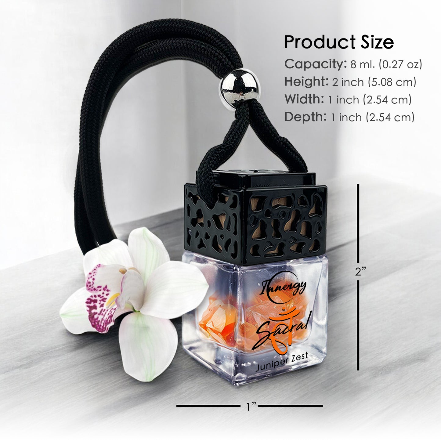 Sacral Chakra Crystal-Enhanced Oil Diffuser, Car Air Freshener, 8ml