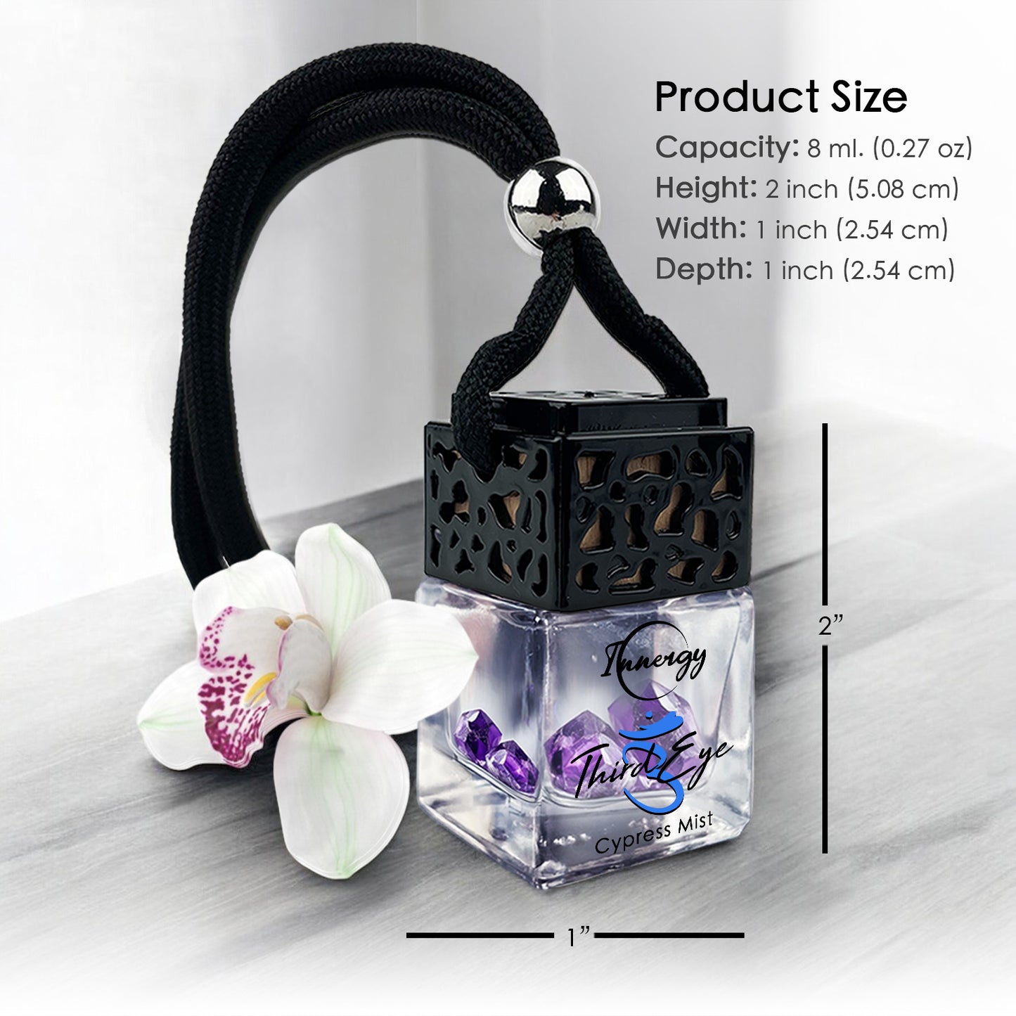 Third Eye Chakra Crystal-Enhanced Oil Diffuser, Car Air Freshener, 8ml