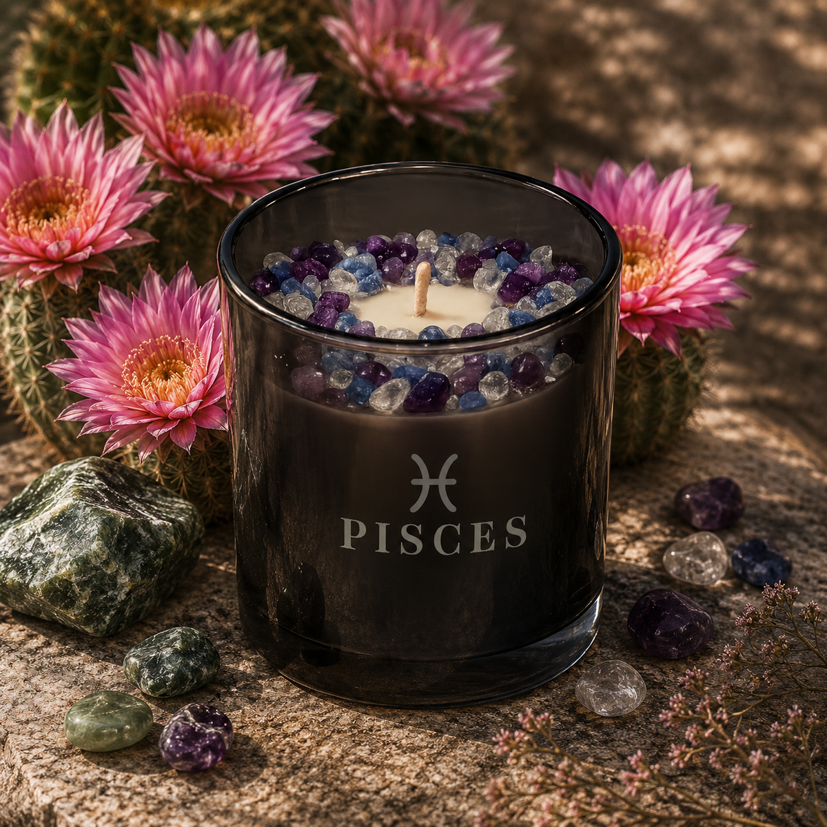 Pisces Zodiac Crystal Candle, 10oz