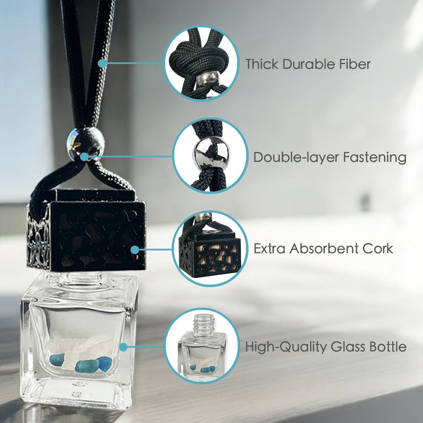 Midnight Tides Crystal-Enhanced Oil Diffuser, Car Air Freshener, 8ml