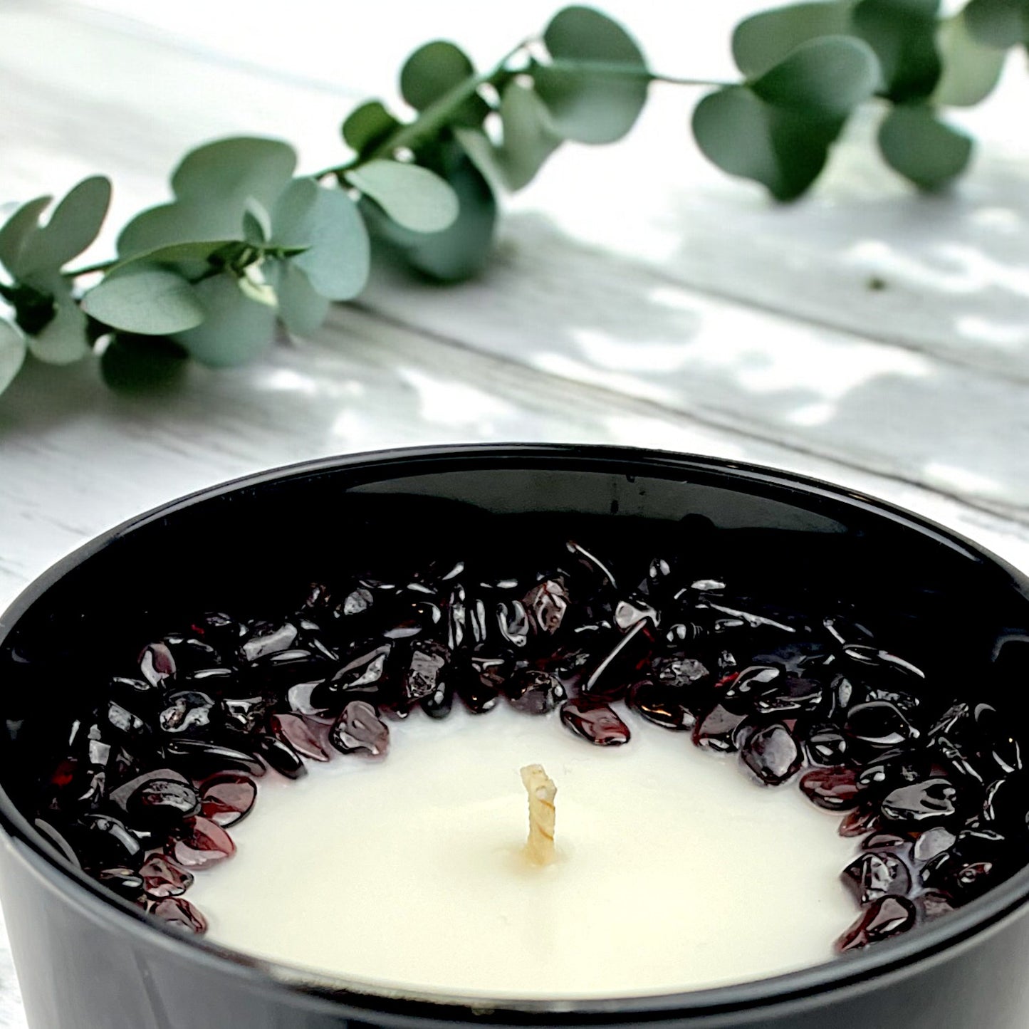 Root Chakra Crystal Candle with Garnet | Coconut-Soy Wax Candle, 9oz