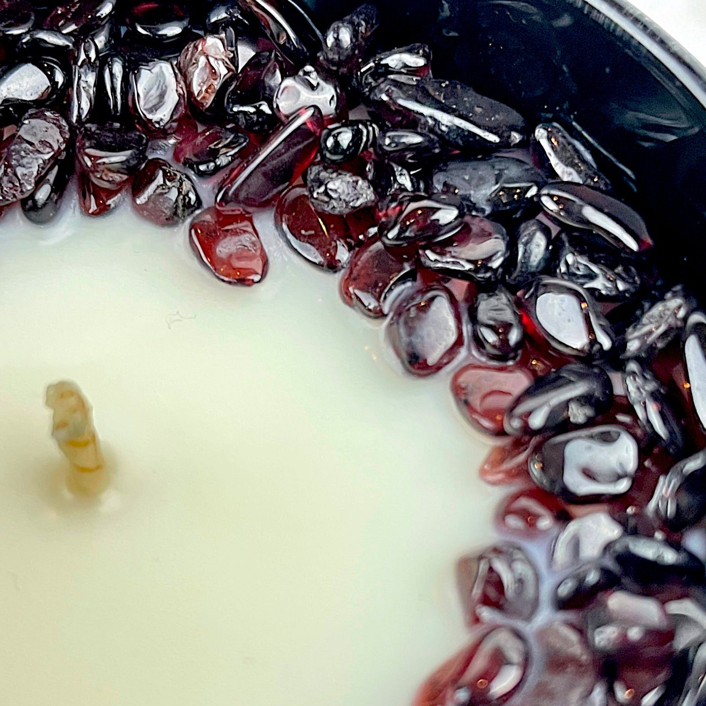 Cool Eucalyptus Mint Crystal Candle with Garnet | Coconut-Soy Wax Candle, 9oz