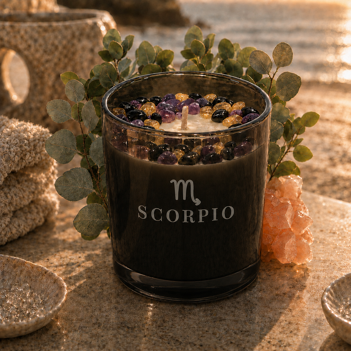 Scorpio Zodiac Crystal Candle, 10oz