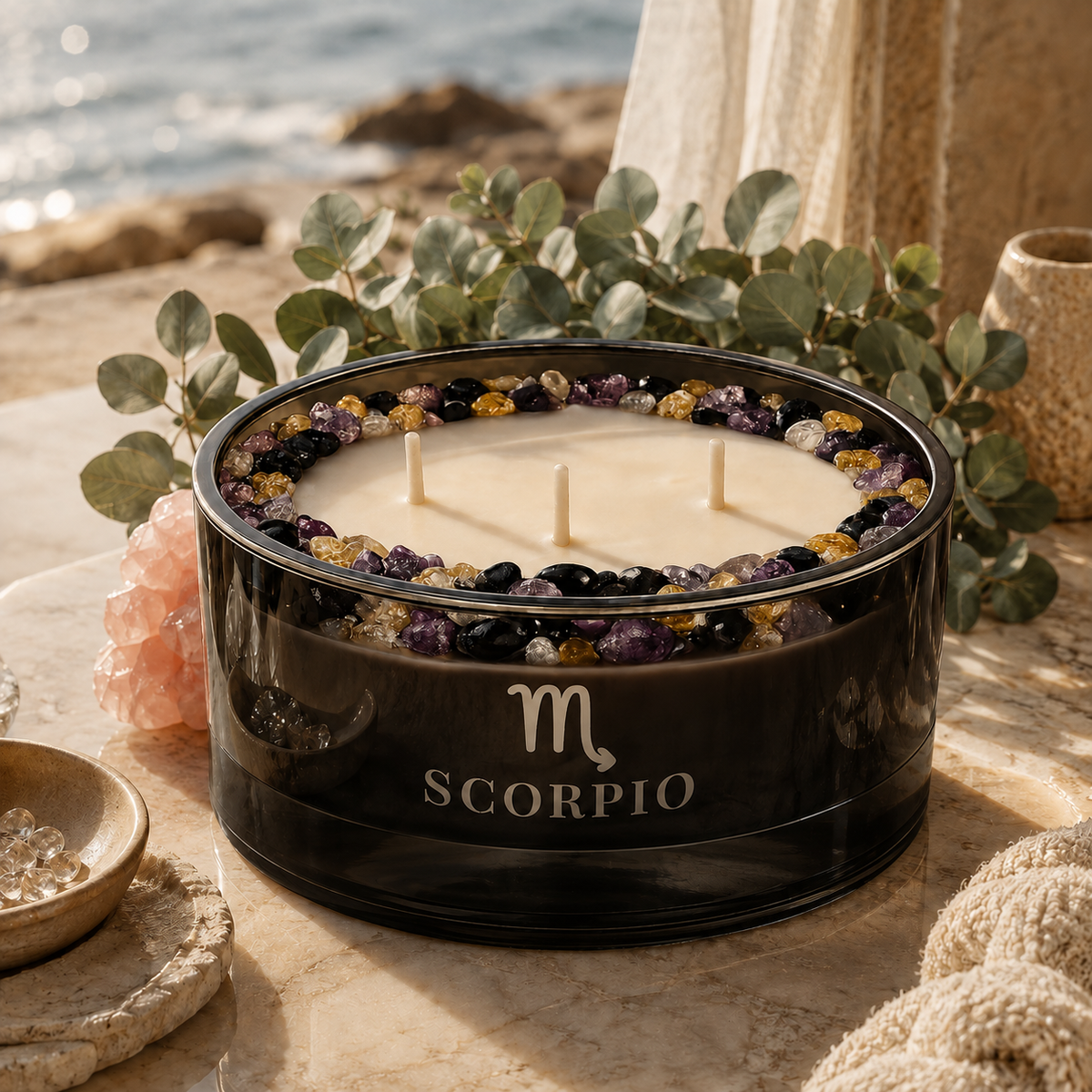 Scorpio Zodiac 3-Wick Crystal Candle, 16oz