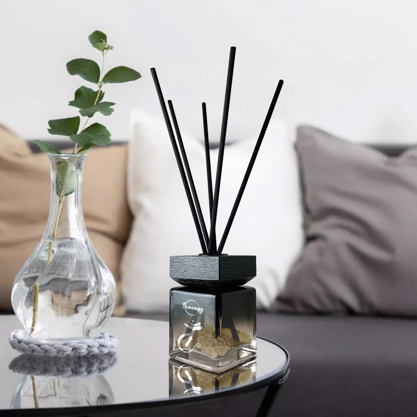 Solar Plexus Chakra Crystal-Enhanced Reed Oil Diffuser, Herbal Tranquility, 100ml