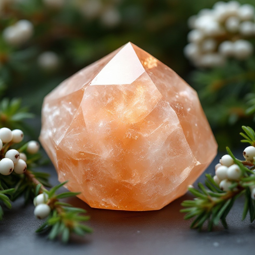 Sacral Chakra Crystal-Enhanced Reed Oil Diffuser, Juniper Zest Scent, 3oz/100ml