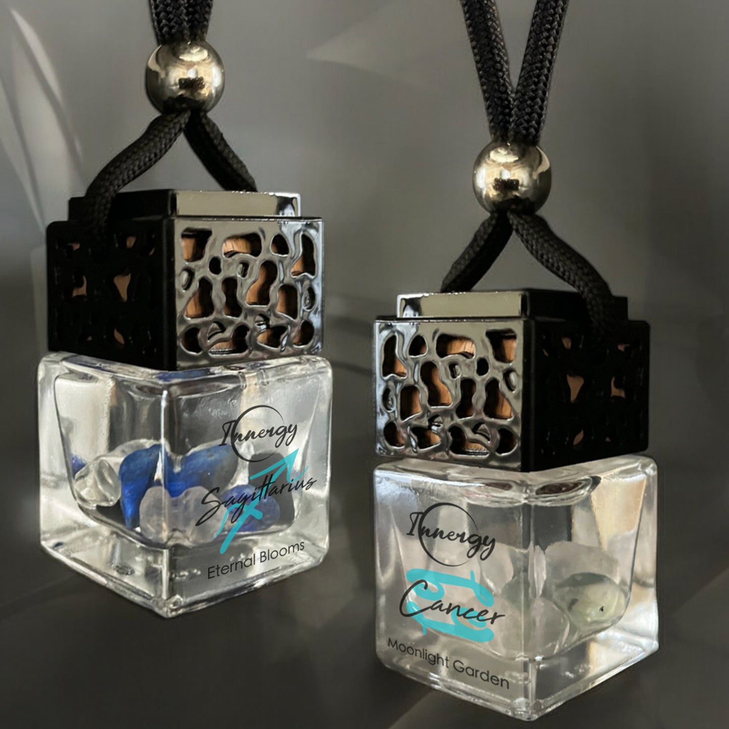 Leo Zodiac Crystal-Enhanced Oil Diffuser, Car Air Freshener in Sunshower Mist Scent, 8ml