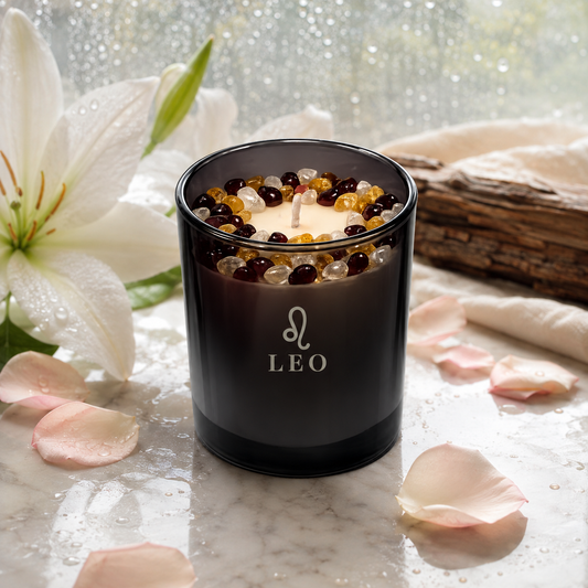 Leo Zodiac Crystal Candle, 10oz