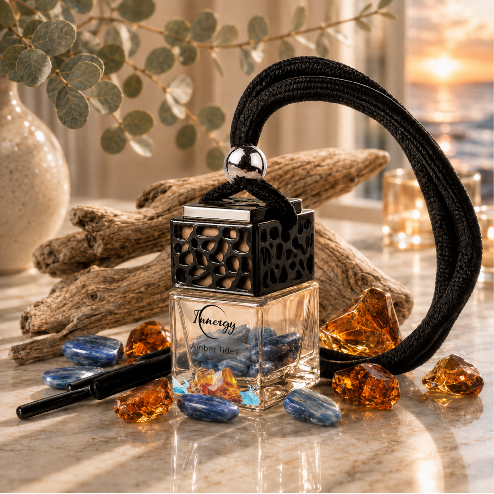 Amber Tides Crystal-Enhanced Oil Diffuser, Car Air Freshener, 8ml