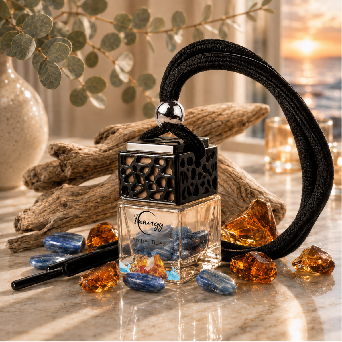Amber Tides Crystal-Enhanced Oil Diffuser, Car Air Freshener, 8ml