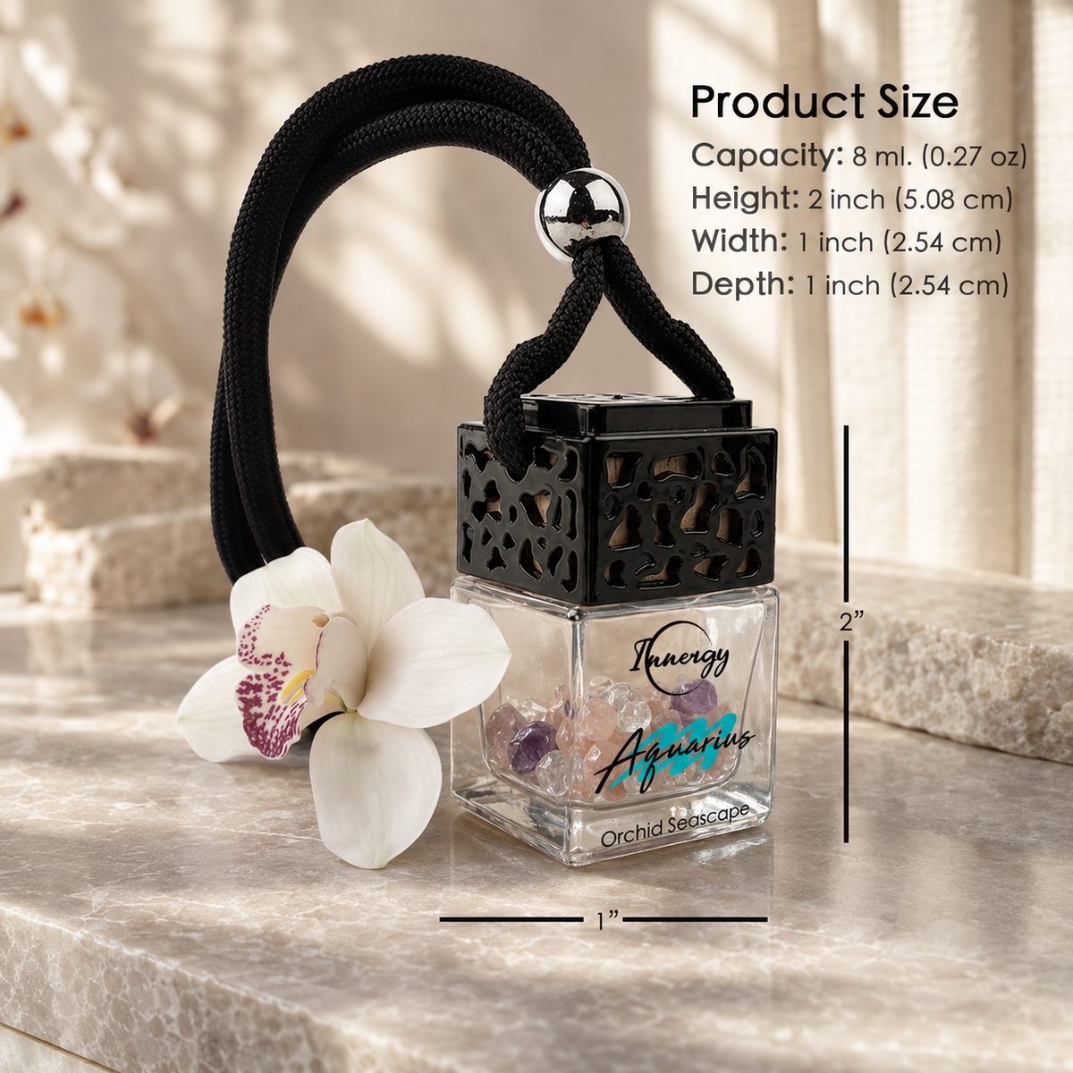 Aquarius Zodiac Crystal-Enhanced Oil Diffuser, Car Air Freshener, 8ml