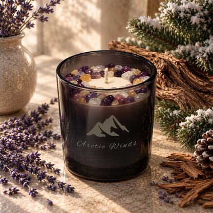 Arctic Winds Handcrafted Crystal-Infused Coconut Soy Wax Scented Candle, 10oz