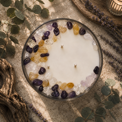 Arctic Winds Handcrafted Crystal-Infused Coconut Soy 3-Wick Scented Candle, 16oz