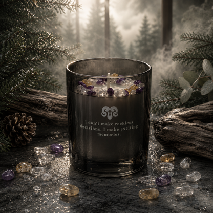 Aries Zodiac Handcrafted Crystal-Infused Coconut Soy Wax Scented Candle, 10oz