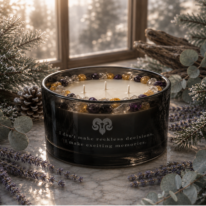 Aries Zodiac Handcrafted Crystal-Infused Coconut Soy 3-Wick Scented Candle, 16oz