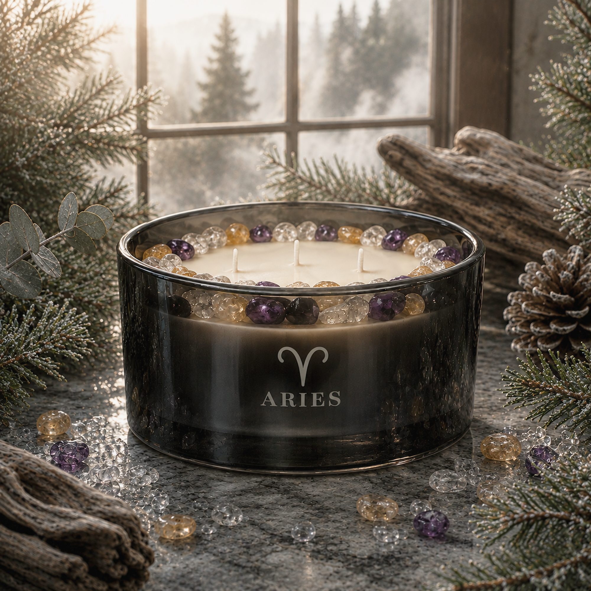 Aries Zodiac 3-Wick Crystal Candle, 16oz