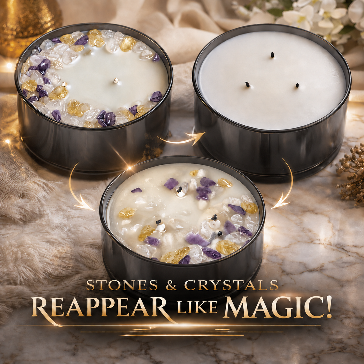 Aries Zodiac Handcrafted Crystal-Infused Coconut Soy 3-Wick Scented Candle, 16oz