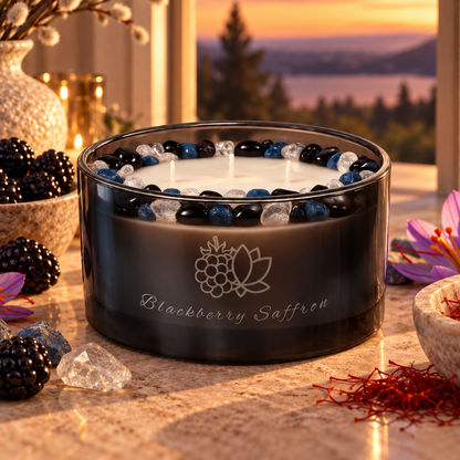Blackberry Saffron Handcrafted Crystal-Infused Coconut Soy 3-Wick Scented Candle, 16oz